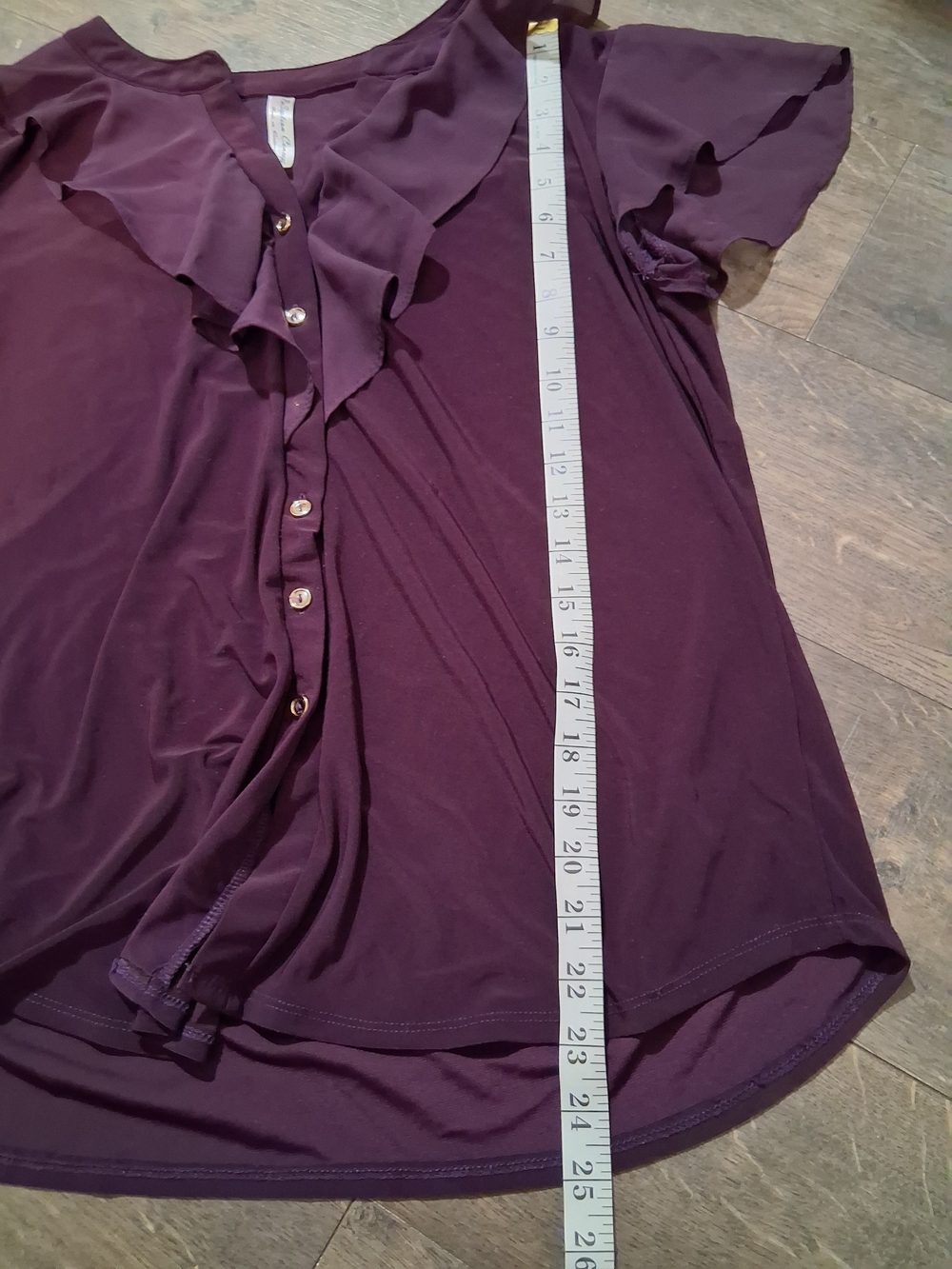PerSeption Concept Purple Ruffle Button-Front Blouse Casual Size XL - Picture 3 of 6